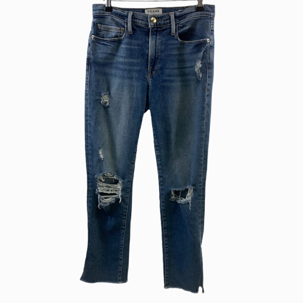 Frame Le Nouveau Straight Distressed Jeans Womens Size 27